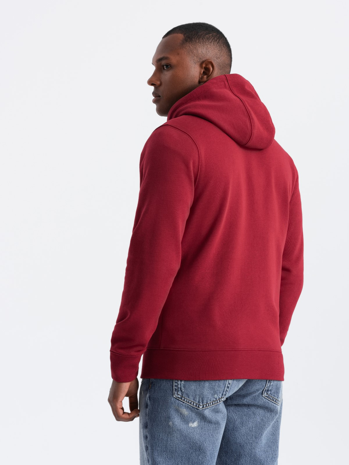 Ombre Unzipped men&#039;s sweatshirt with hood and patch - red
