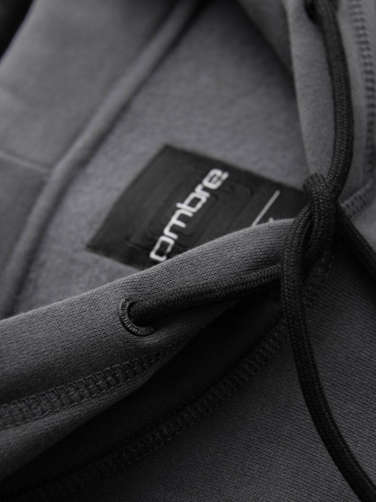 Ombre Men's kangaroo sweatshirt with embroidery and hood - graphite