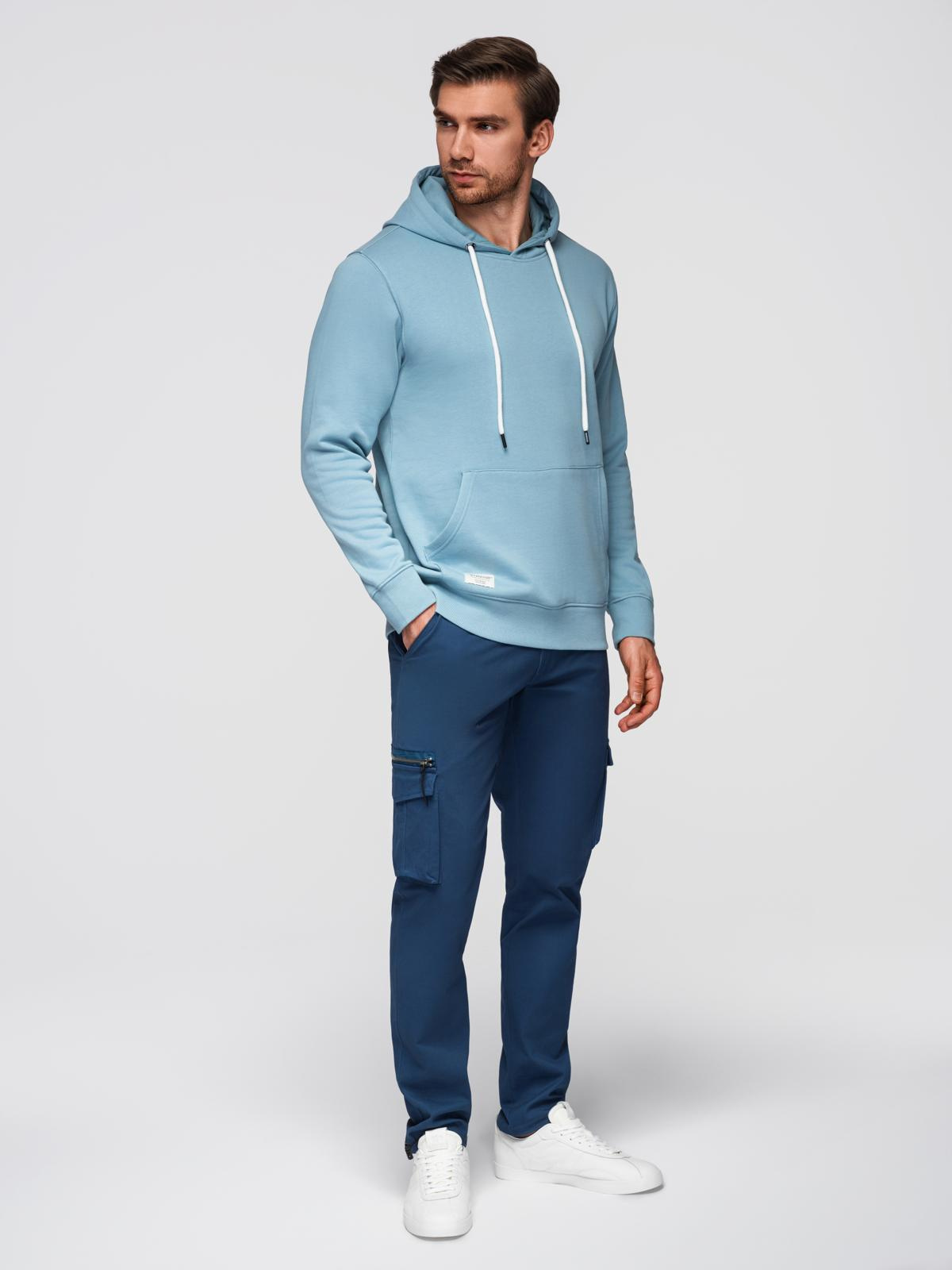 Ombre Men's kangaroo sweatshirt with hood - blue