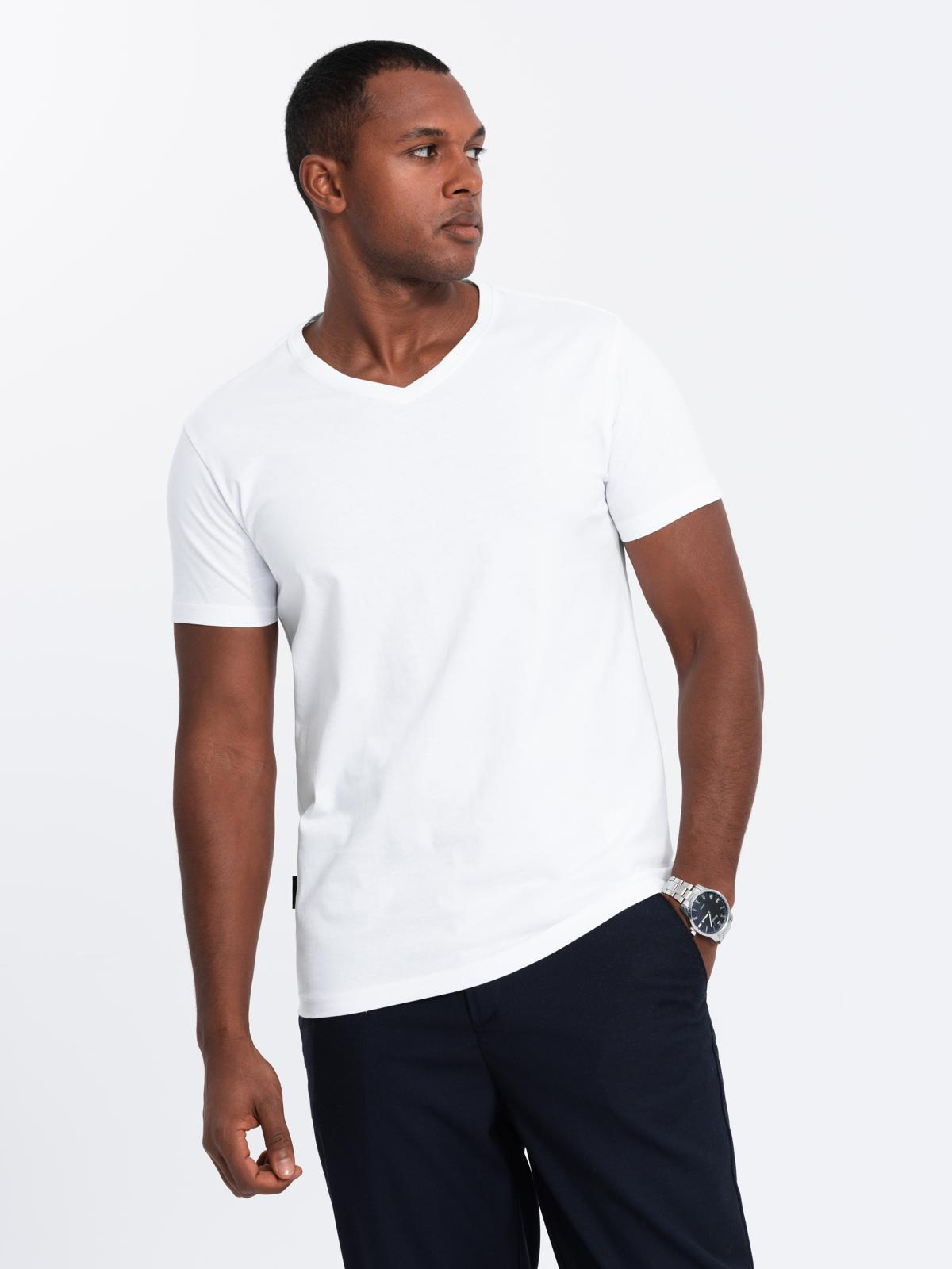 Ombre BASIC men's cotton V-neck T-shirt set - white/sand/green