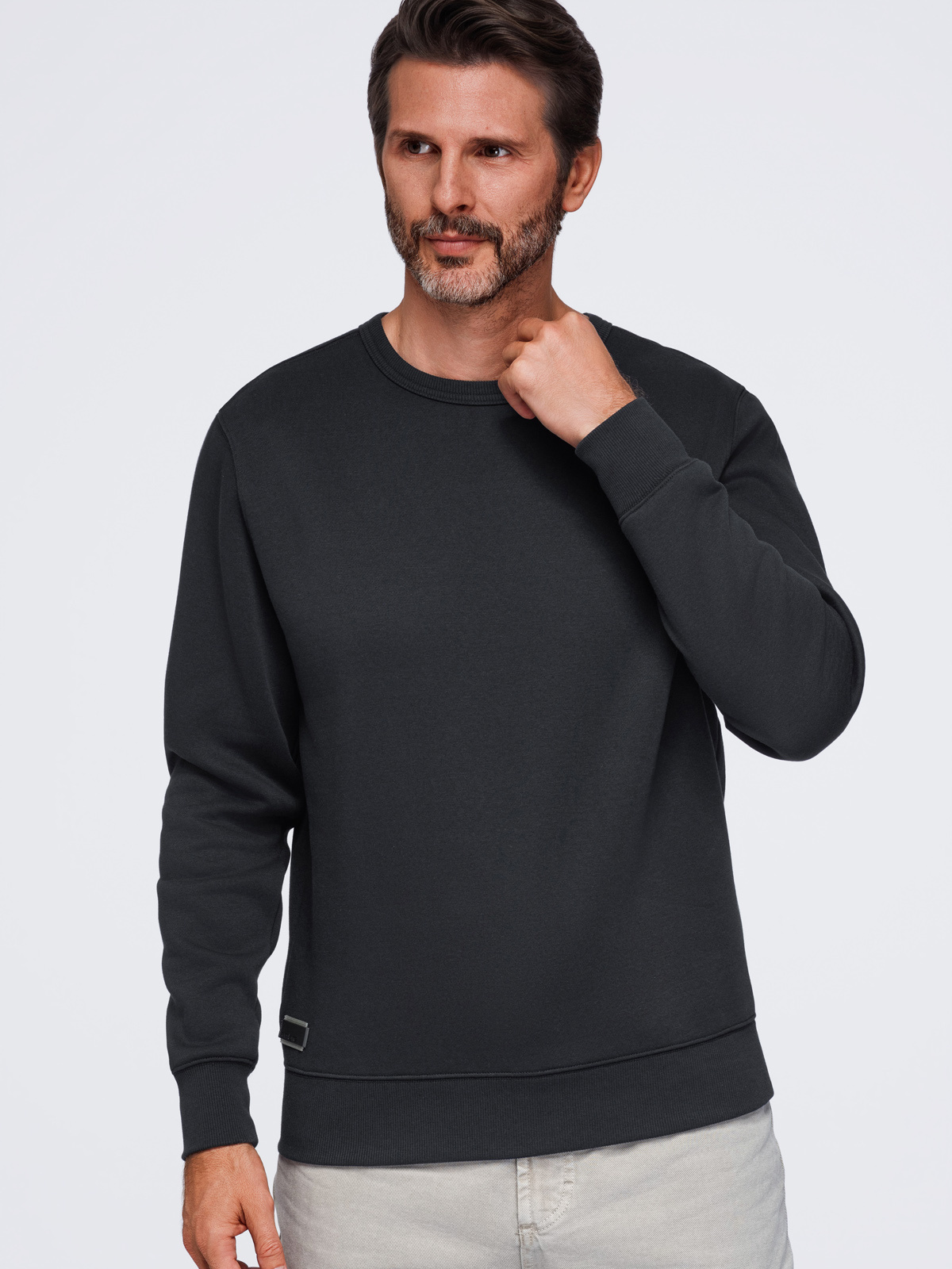 Ombre BASIC men’s zip-up tracksuit top – black