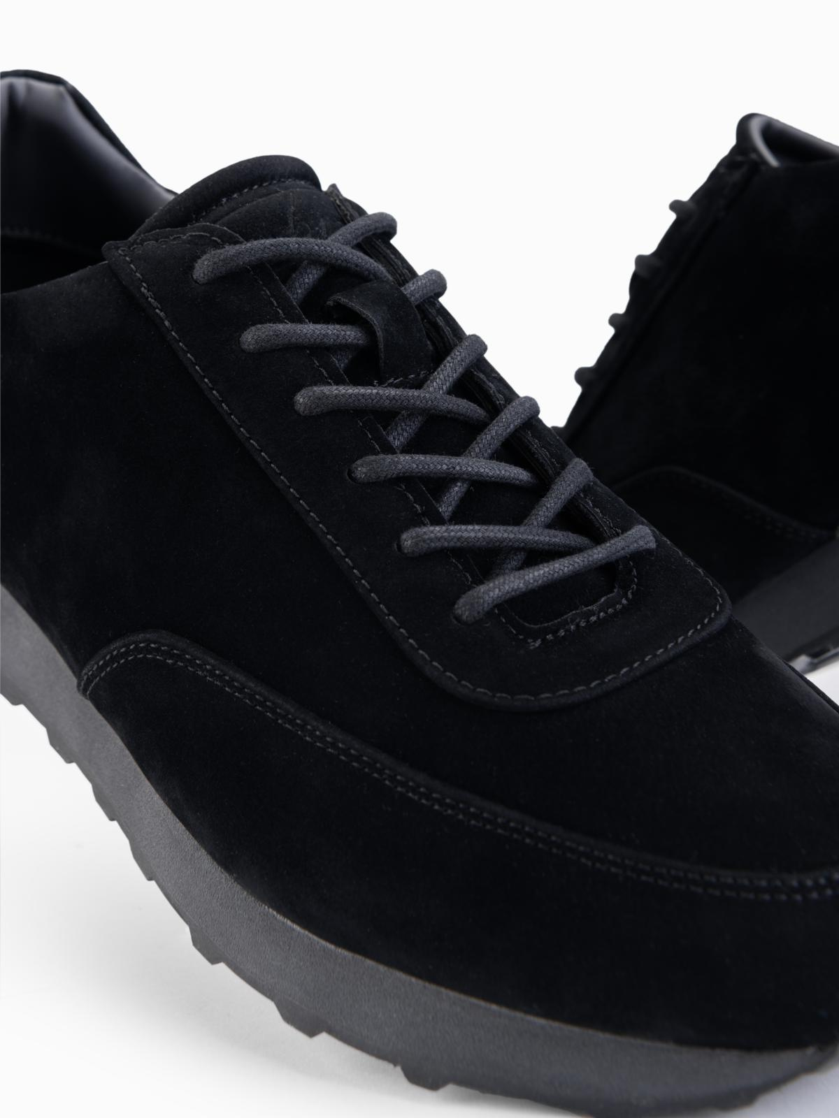 Ombre Men&#039;s sports shoes sneakers in eco leather with suede finish- black