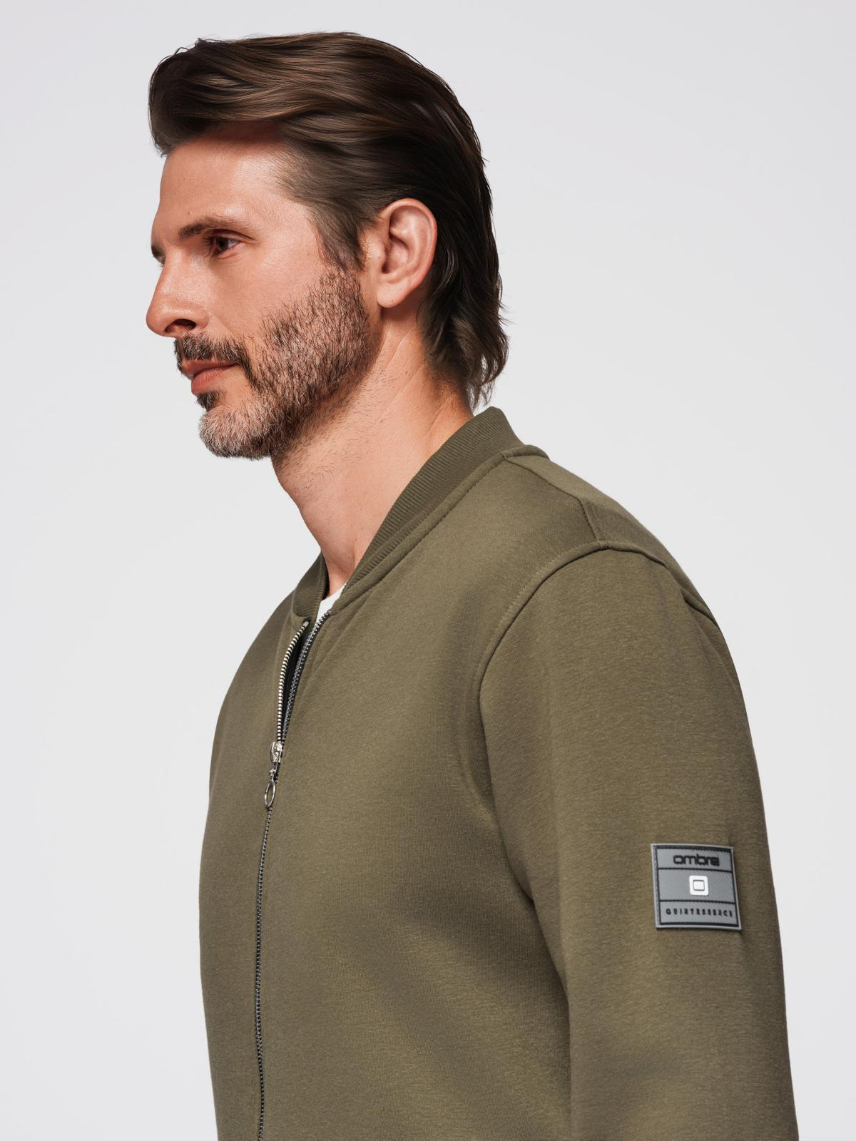 Ombre Cotton unbuttoned men&#039;s sweatshirt bomber - khaki