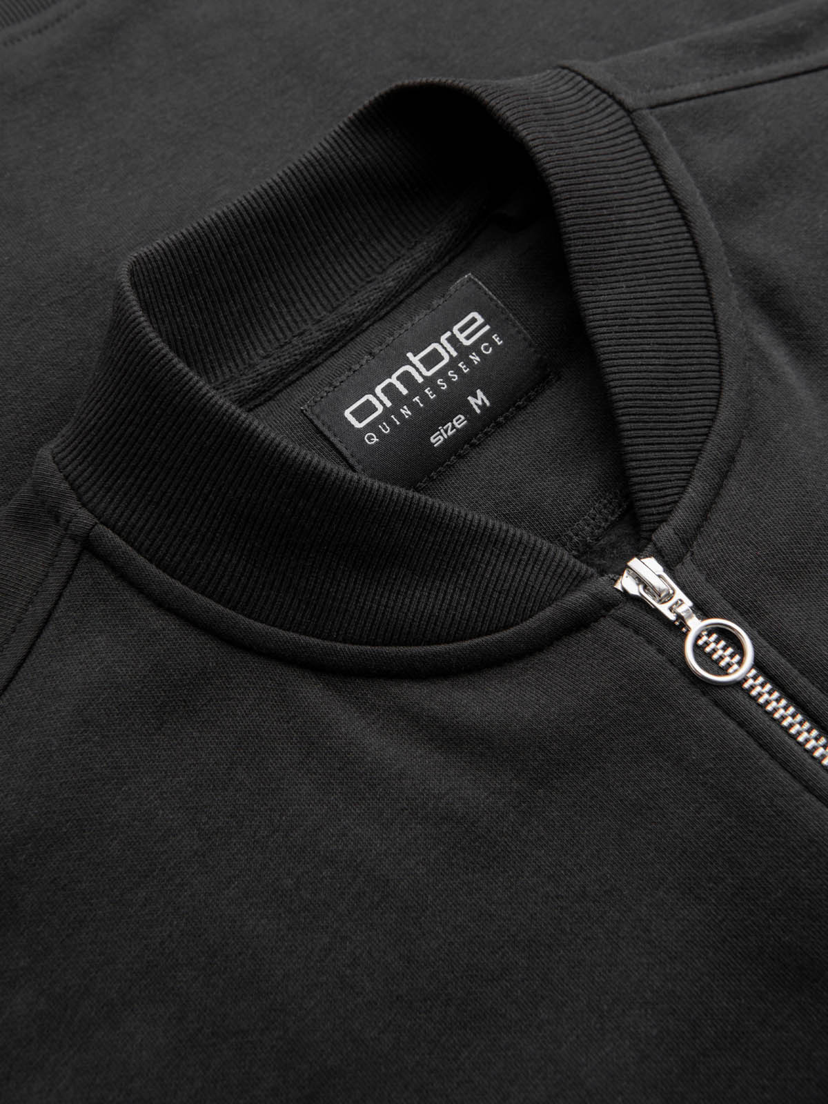 Ombre Cotton unbuttoned men&#039;s sweatshirt bomber - black