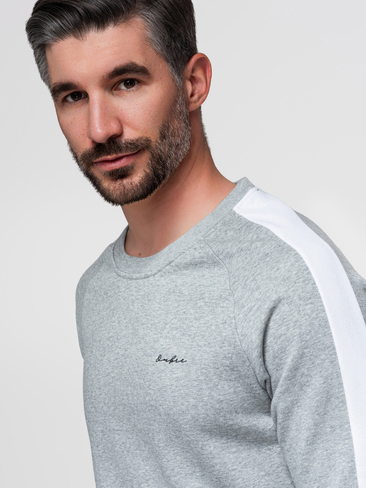 Ombre Tri-color men's sweatshirt with raglan sleeves - gray