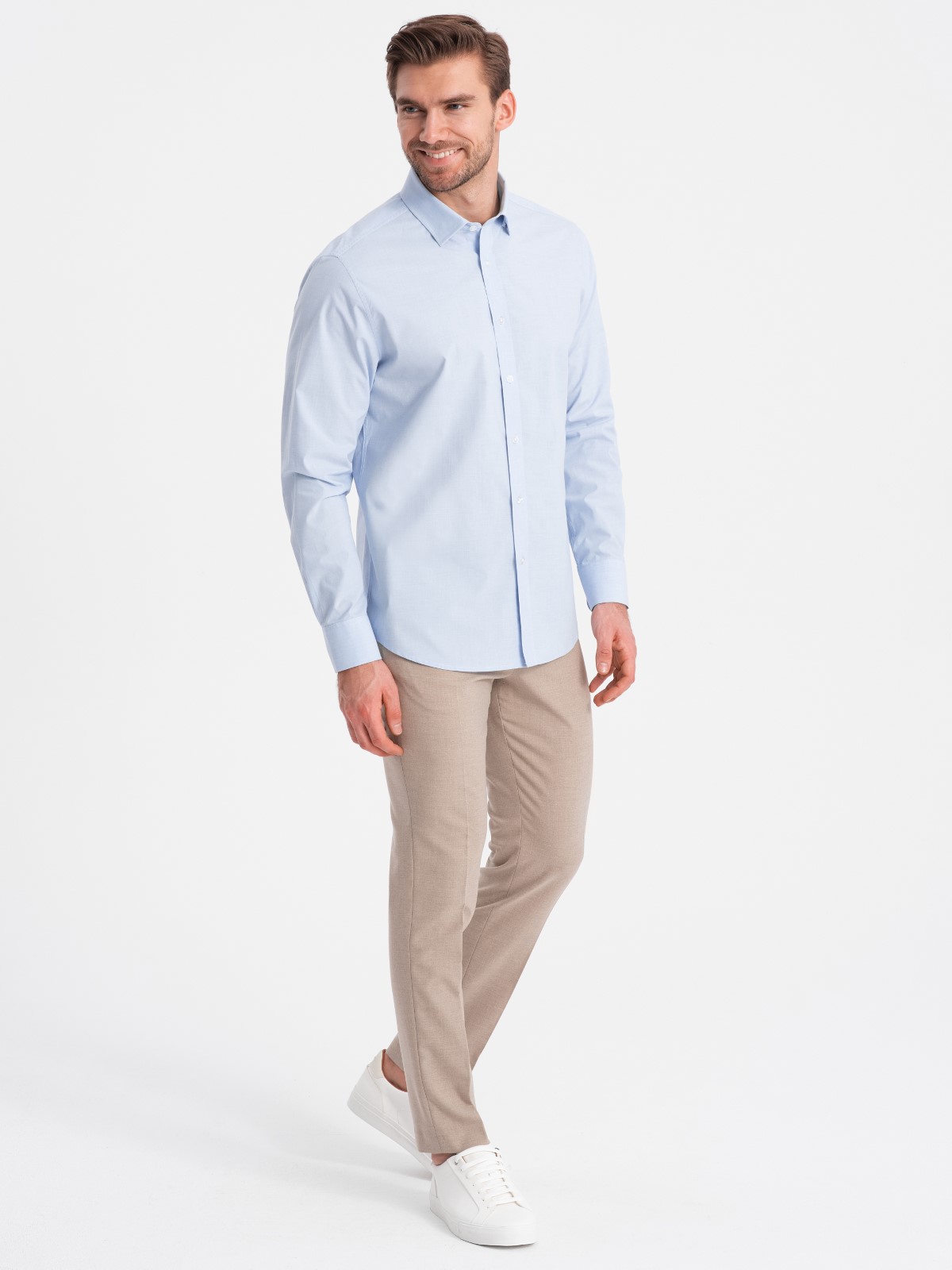 Levně Ombre REGULAR cotton classic shirt - blue