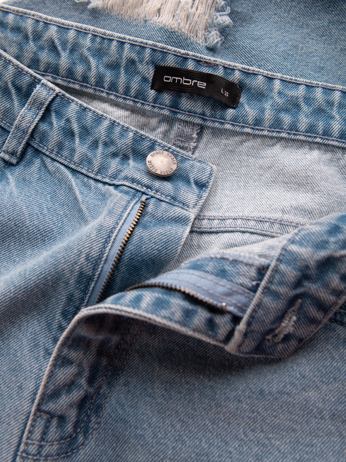 Ombre Men&#039;s TAPERED FIT denim pants with holes - light blue