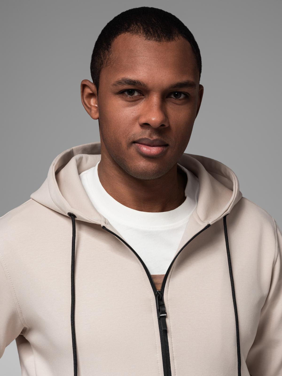 Ombre Sweatshirt unzipped hoodie in streetwear style - sand