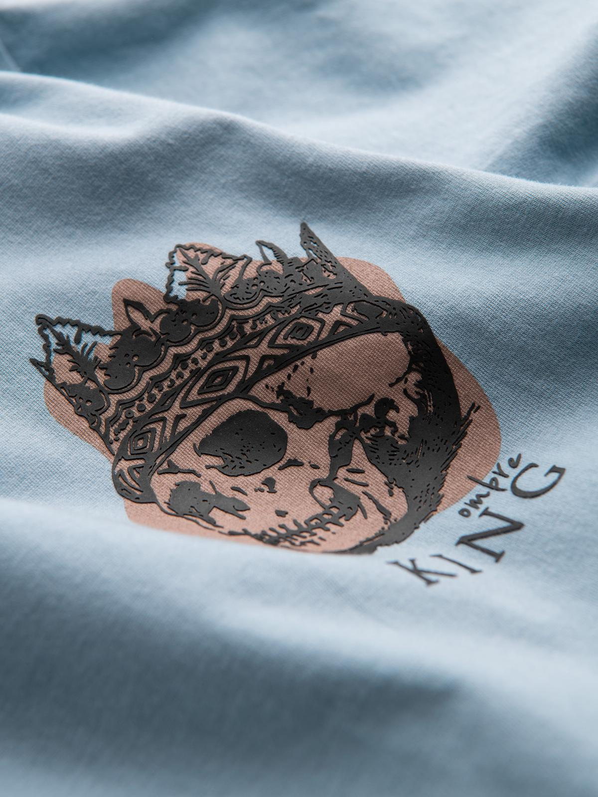 Ombre Men's cotton t-shirt with chest print - light blue