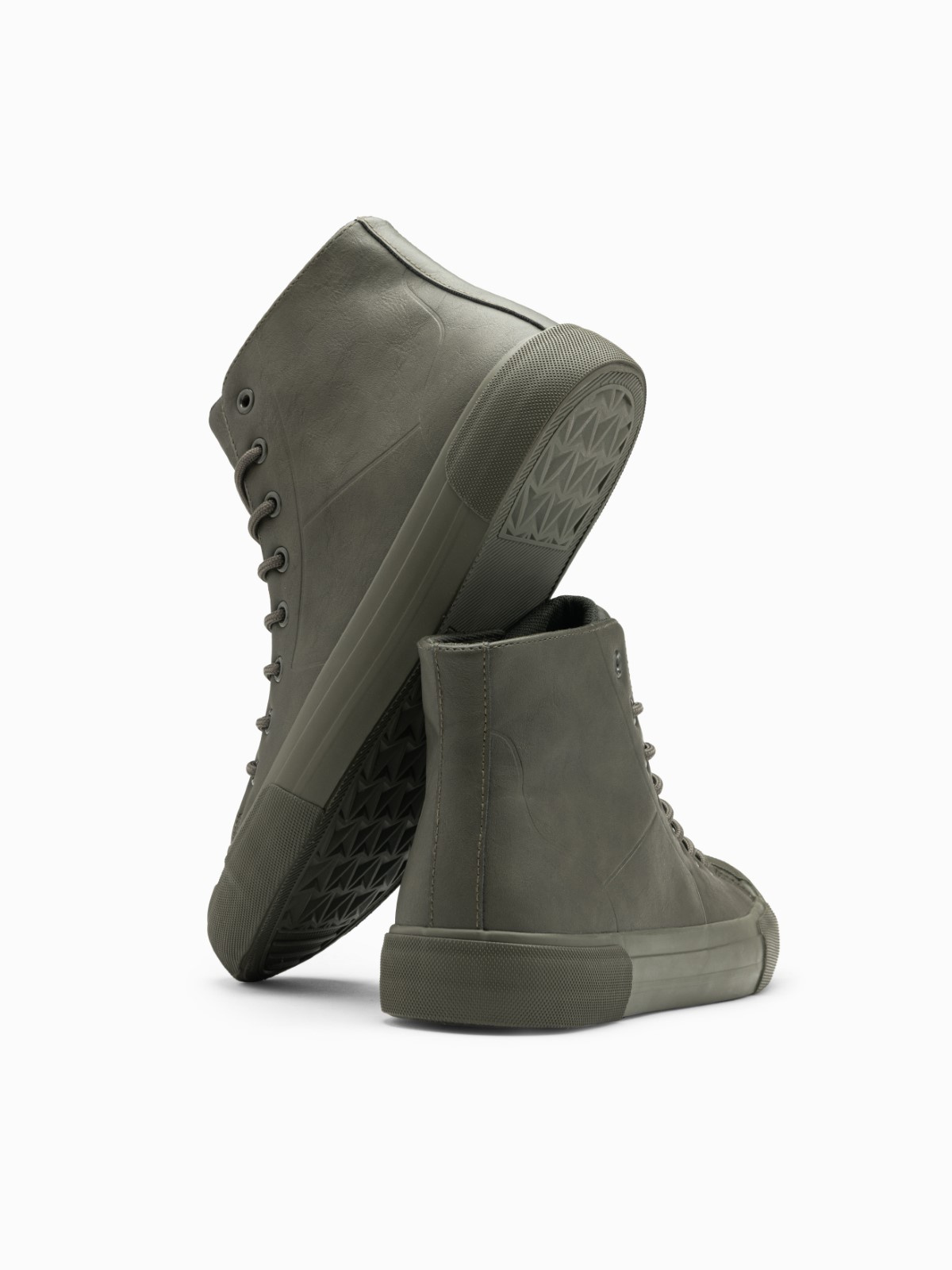 Ombre Men&#039;s high-top sneakers with rubber toecap - olive