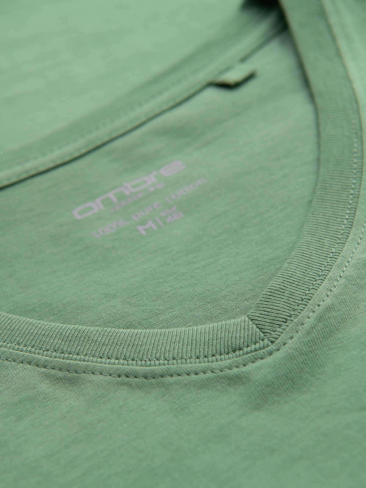 Ombre BASIC men's cotton classic tee with v-neck - green