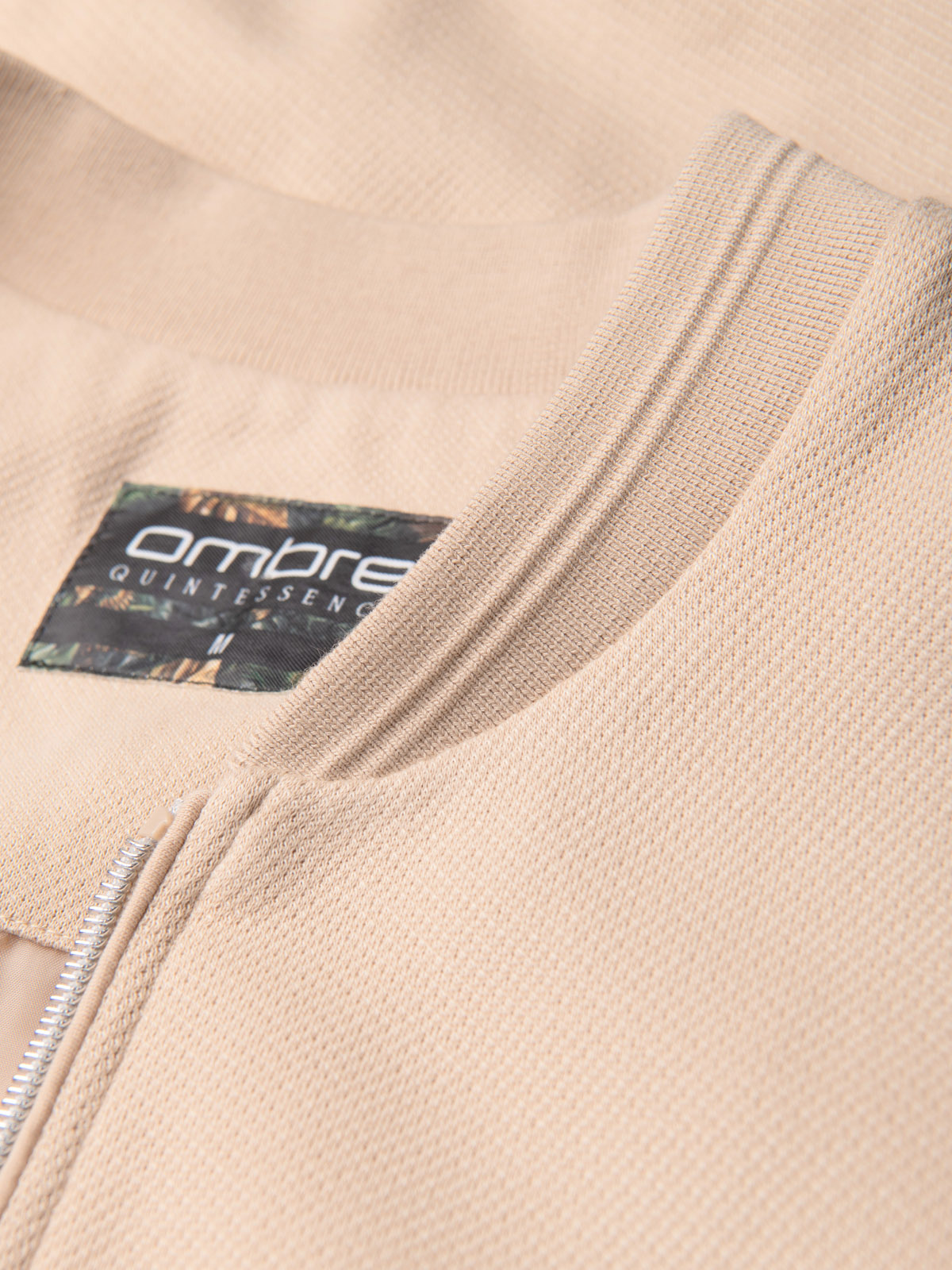 Ombre Men's lightweight bomber jacket with logo lining - light beige
