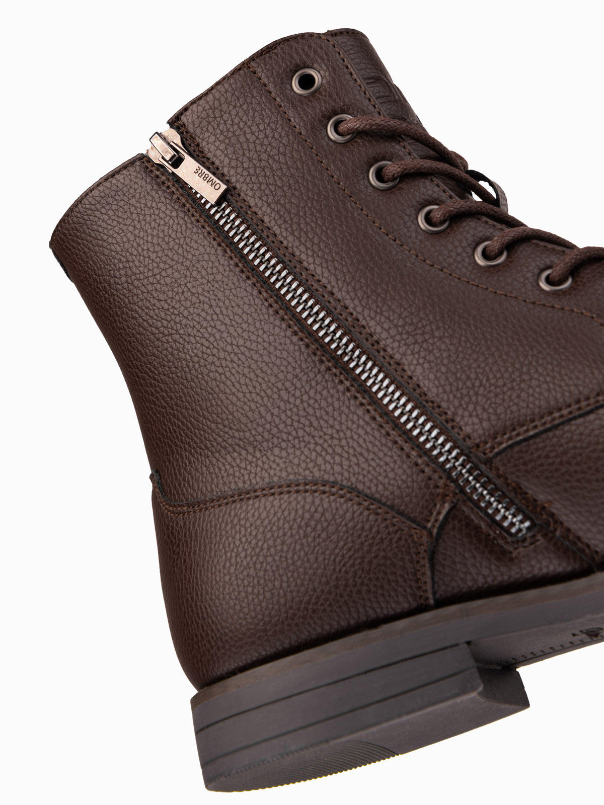 Ombre Men&#039;s eco leather shoes with insulated high upper - dark brown