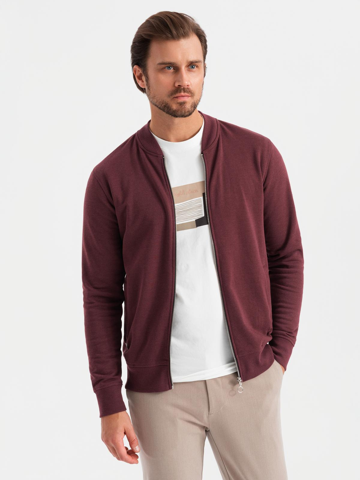 Ombre Unzipped cotton men&#039;s sweatshirt bomber - maroon