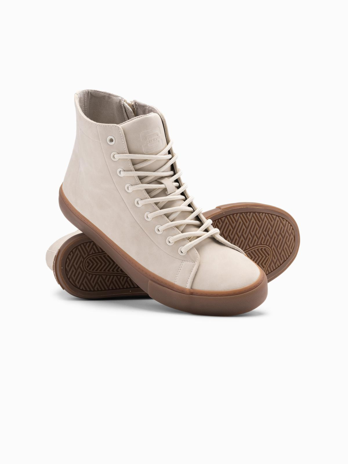 Ombre Men&#039;s ankle sneakers with rubber sole - cream