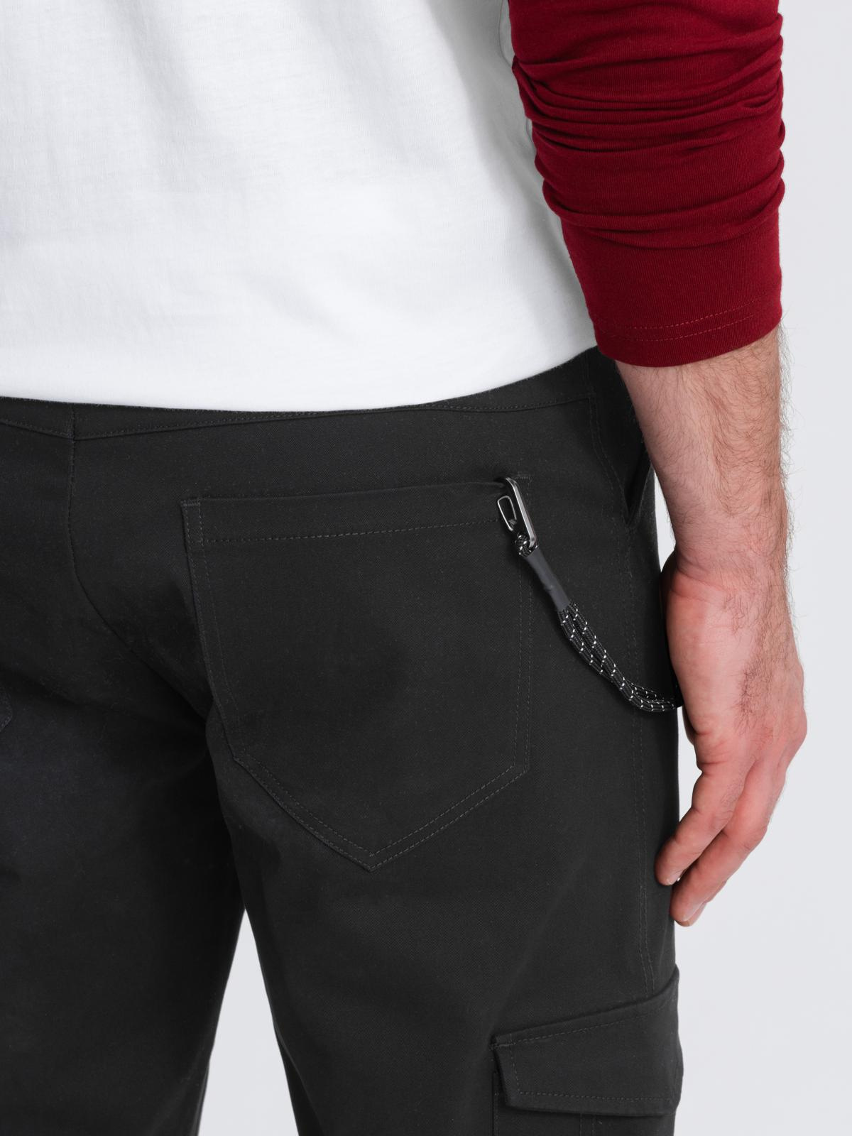 Ombre Men&#039;s pants with cargo pockets and leg hem - black