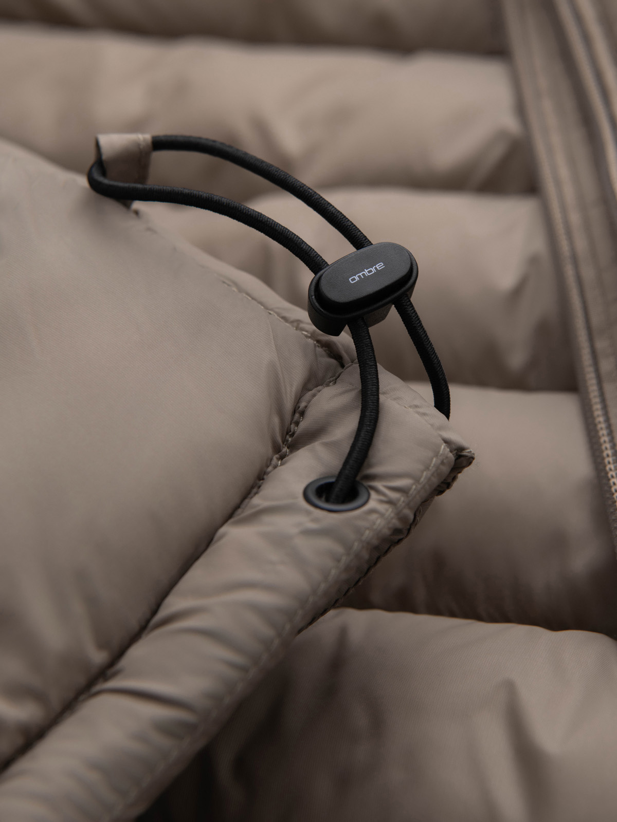 Ombre Men&#039;s quilted jacket with two fasteners - dark beige