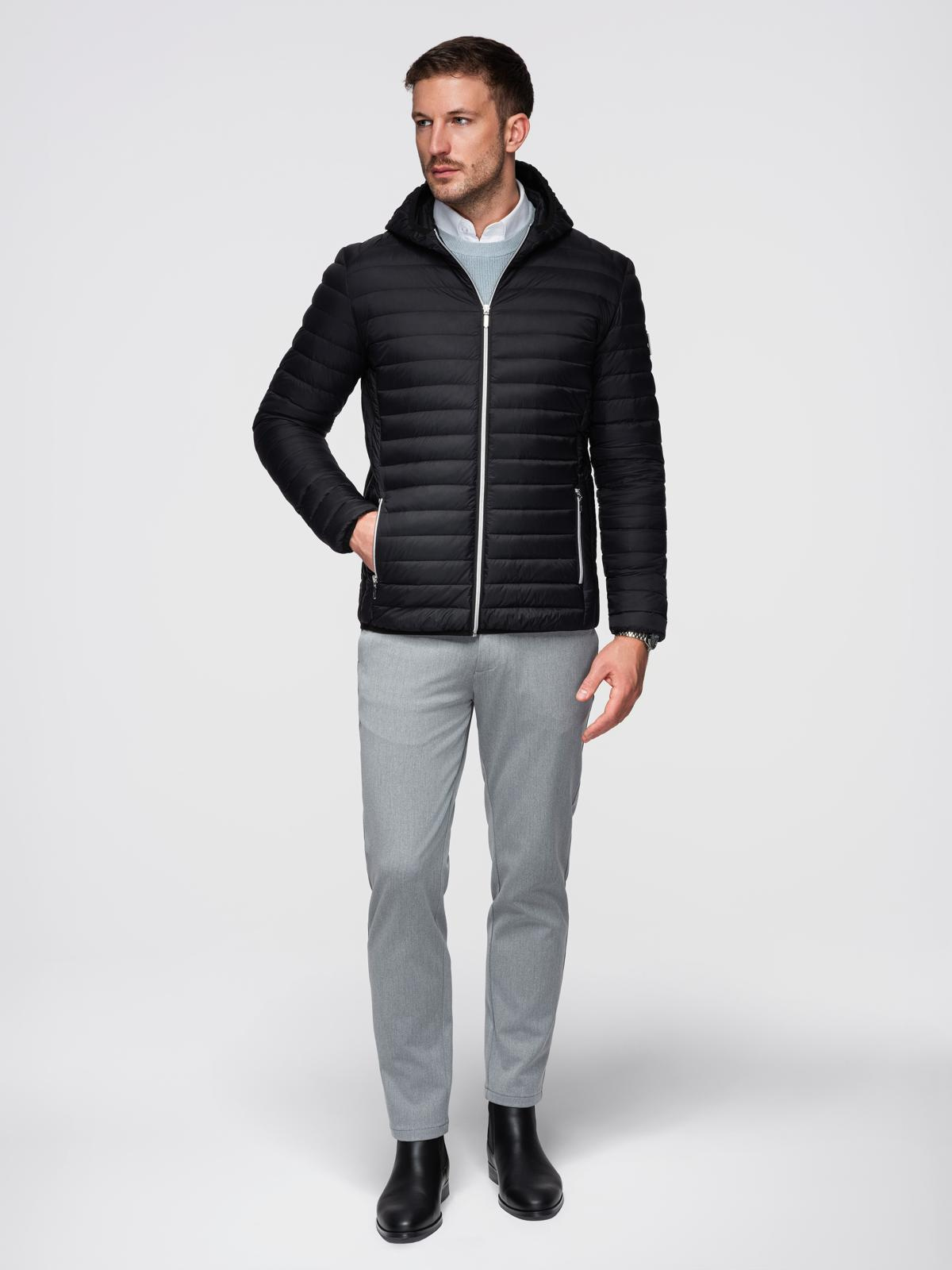 Ombre Ultralight men&#039;s natural down jacket with stowable pouch - black