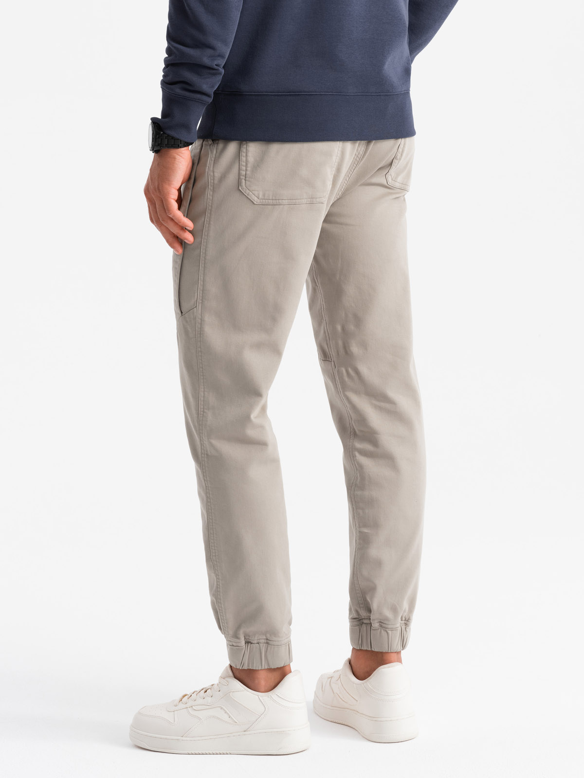 Ombre Men's knit joggers with pleats - ash