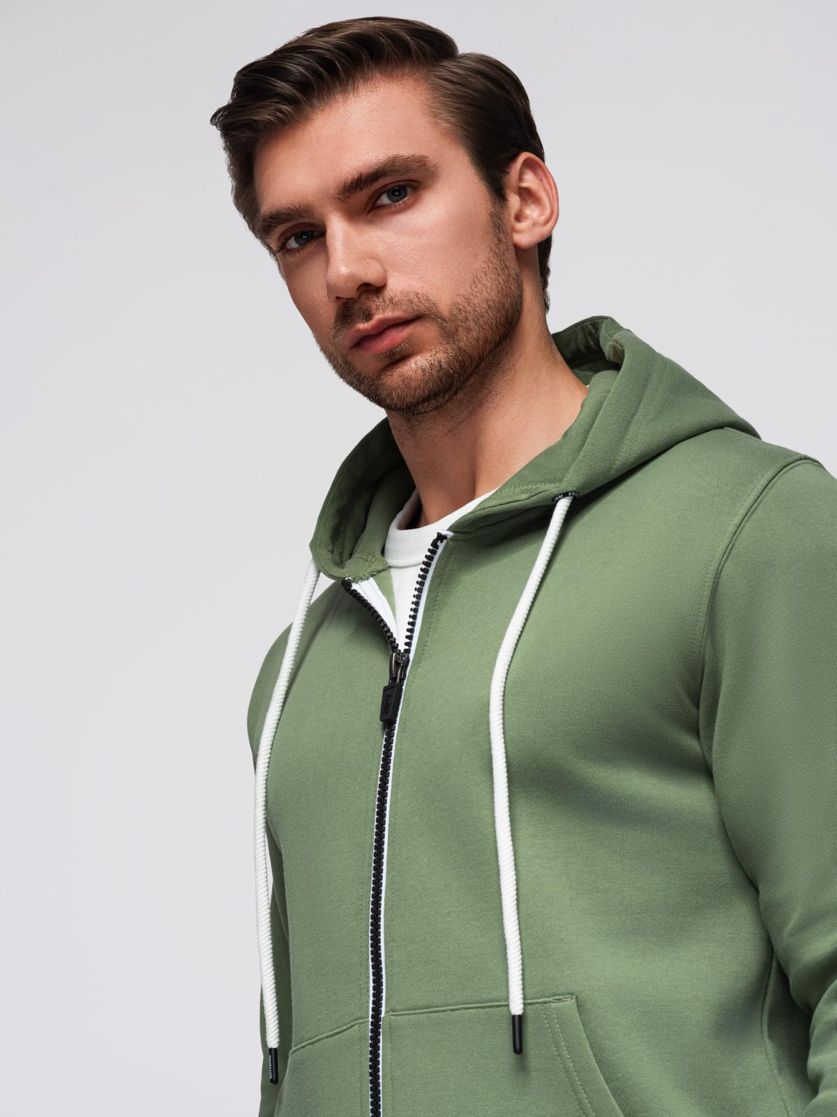 Ombre BASIC men&#039;s unbuttoned hooded sweatshirt - green
