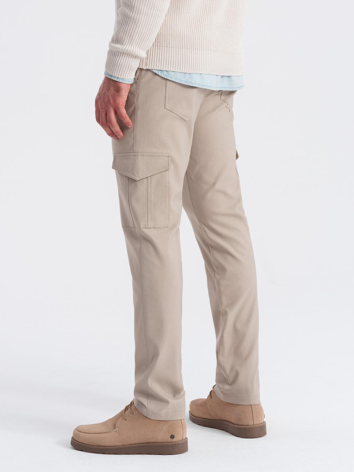Ombre Men's REGULAR fabric pants with cargo pockets - beige