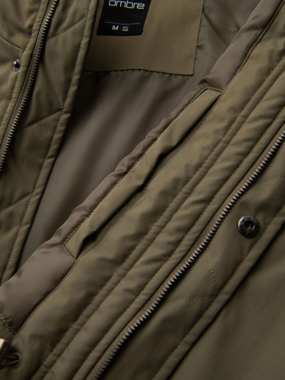 Ombre Classic men&#039;s long parka jacket - olive