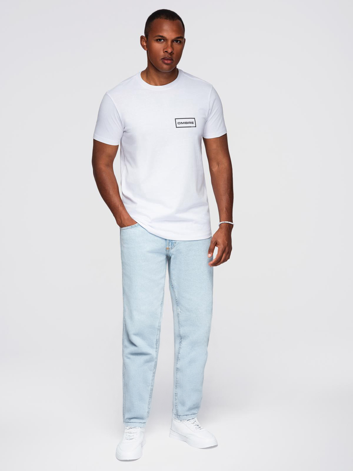 Ombre Men's REGULAR cut printed knit shirt - white