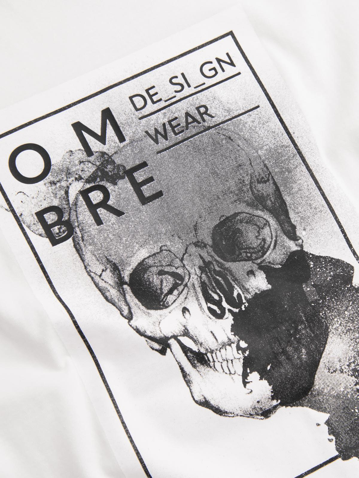 Ombre Men's cotton t-shirt with skull - white