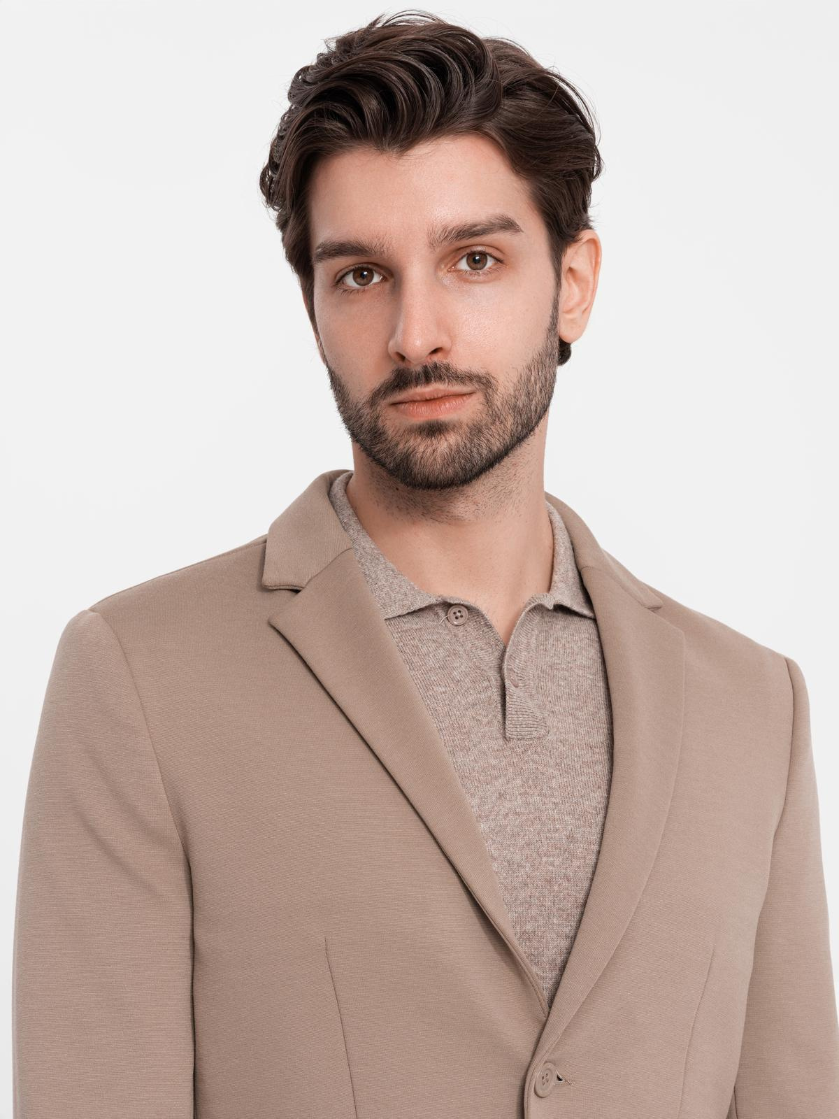 Ombre Men&#039;s jacket with patch pockets - dark beige
