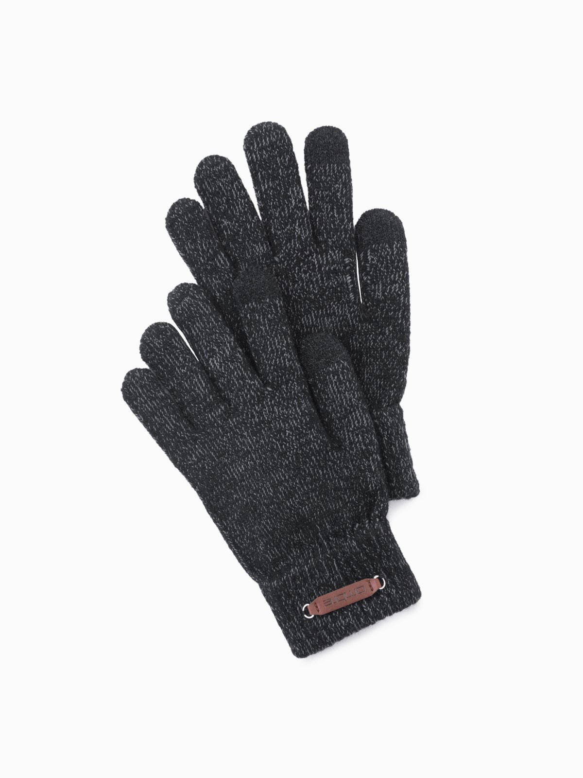 Ombre Men's Knitted Gloves With Wool - Black Melange