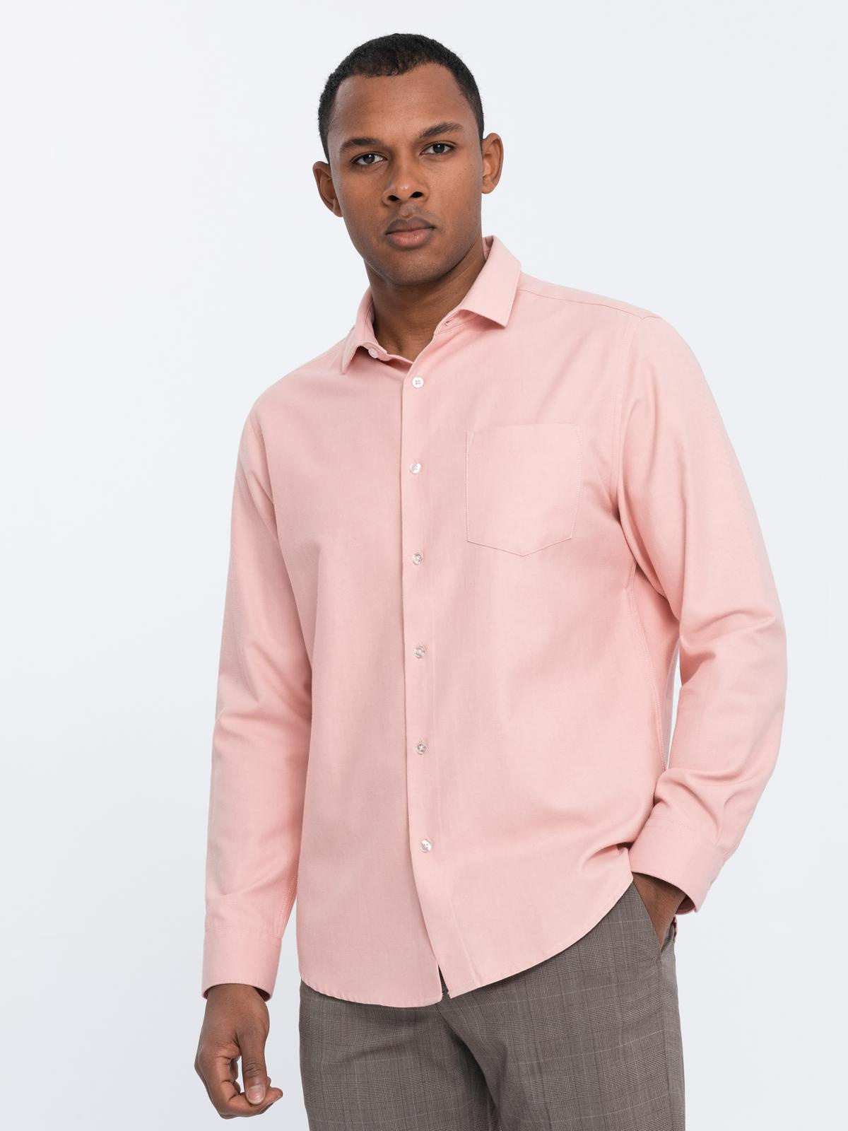 Ombre Men's REGULAR FIT shirt with pocket - pink
