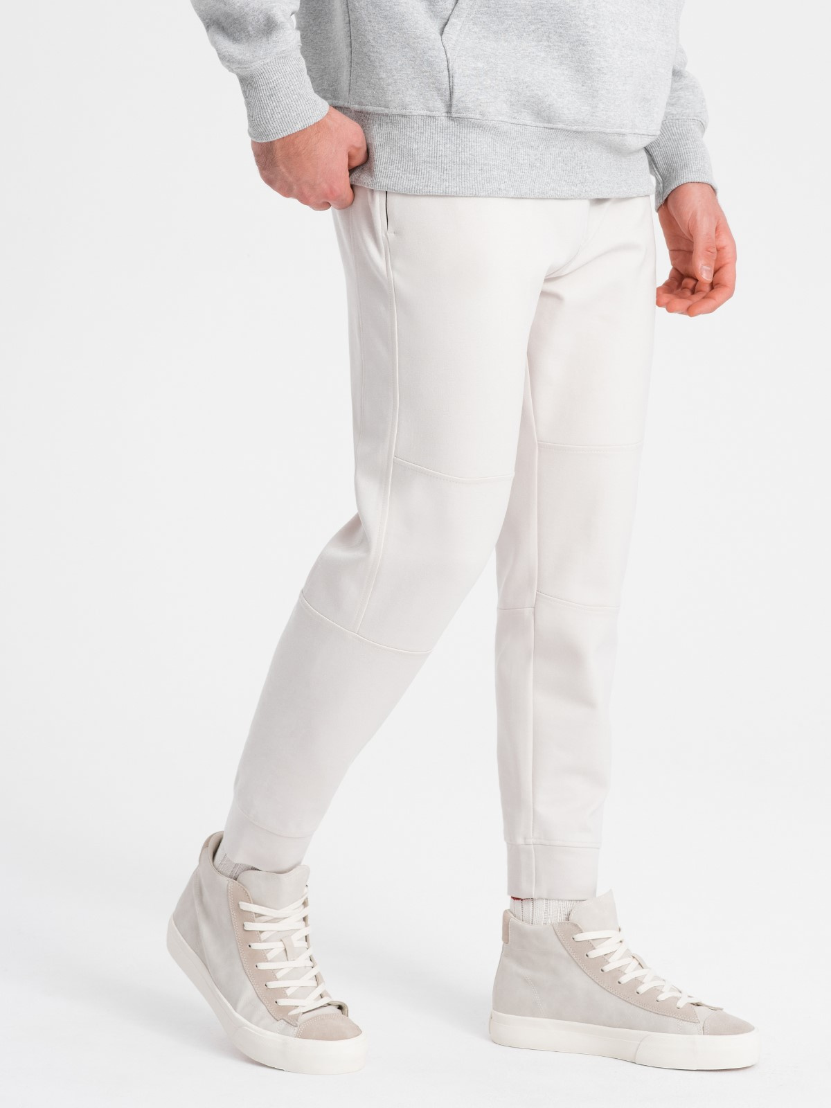 Ombre Men&#039;s sweatpants joggers on elastic with stitching - white