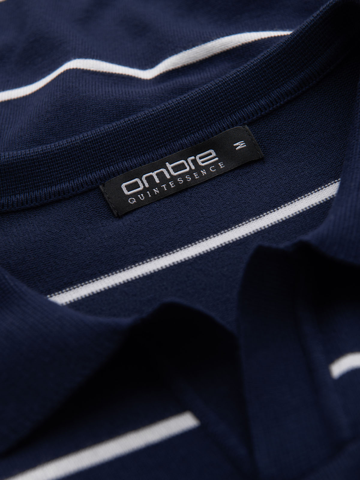 Ombre Men's horizontal striped polo shirt with viscose - navy blue and white