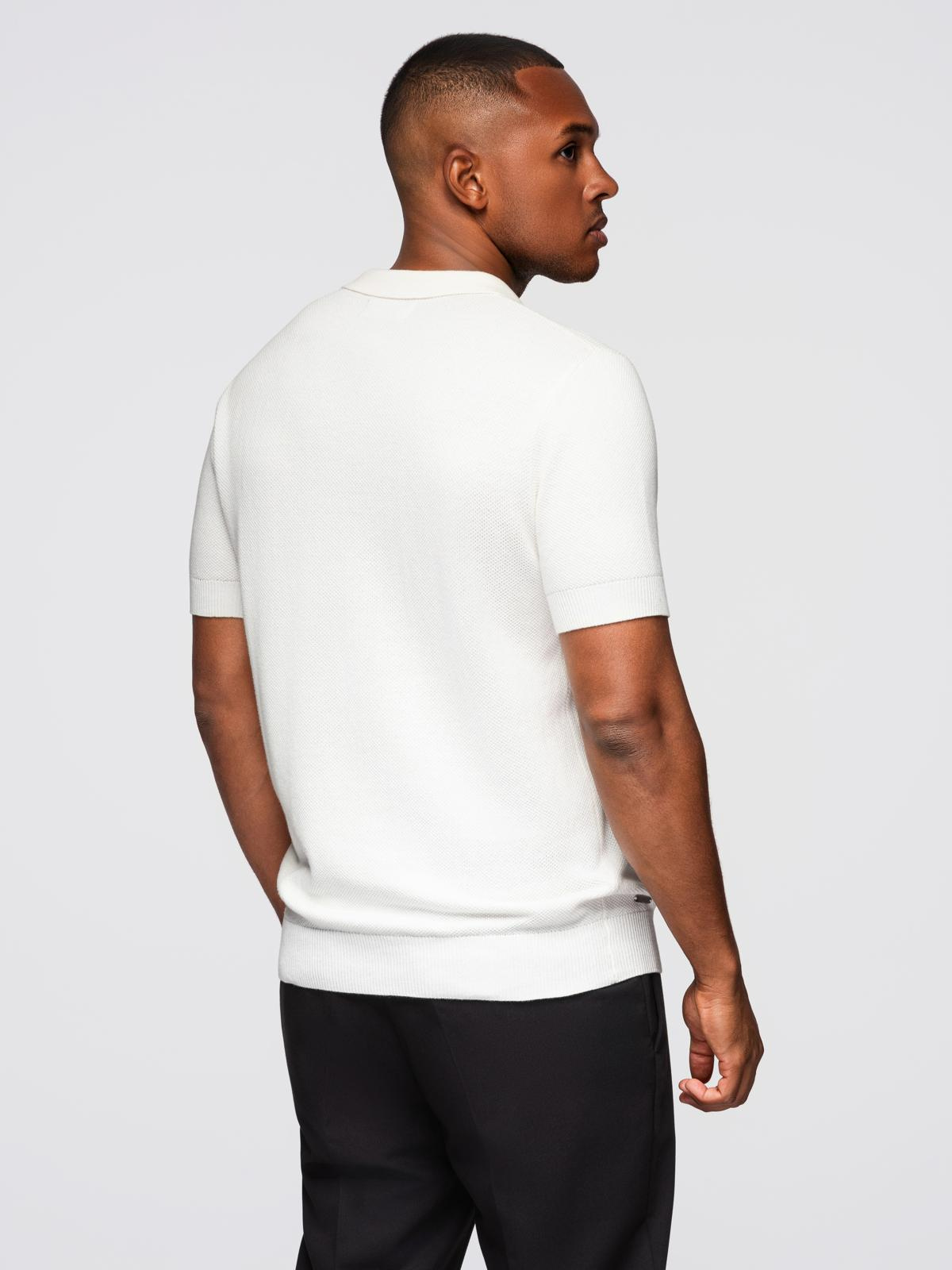 Ombre Men's cotton structured knit polo shirt - broken white