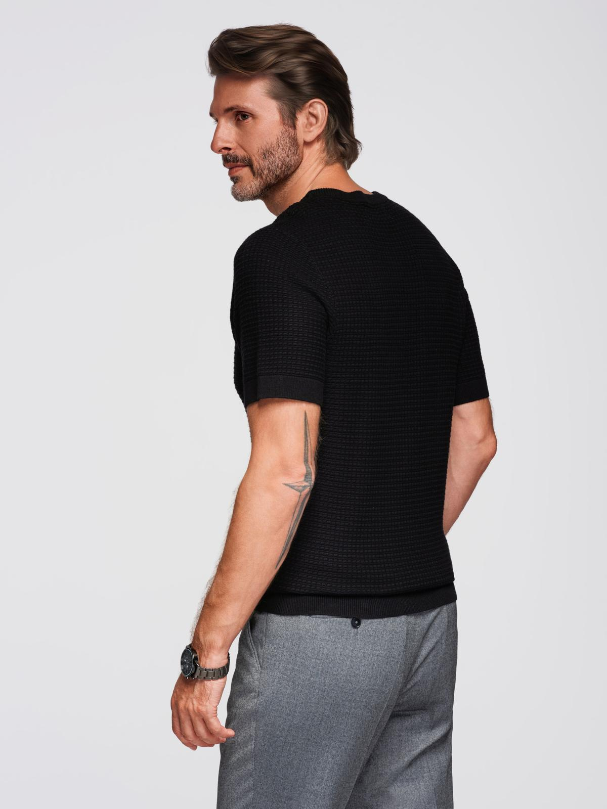 Ombre Men's structured knitted t-shirt - black