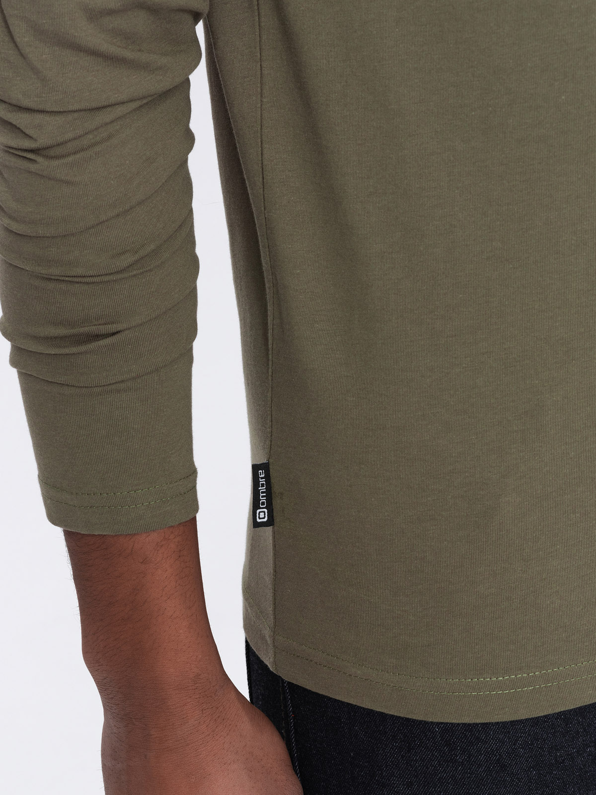 Ombre Men's unprinted longsleeve with v-neck - dark olive