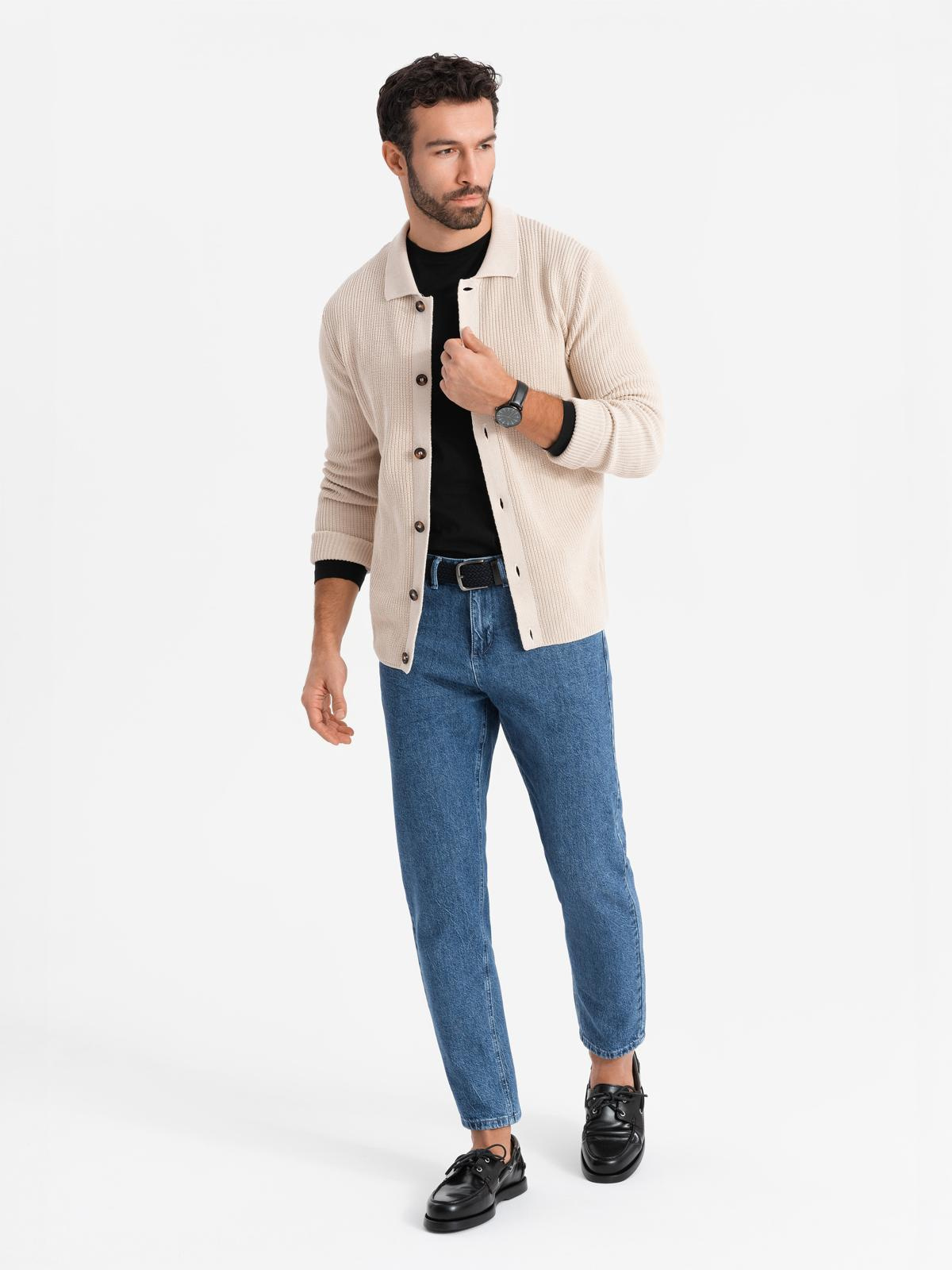 Ombre Marbled men&#039;s denim pants CARROT FIT - dark blue
