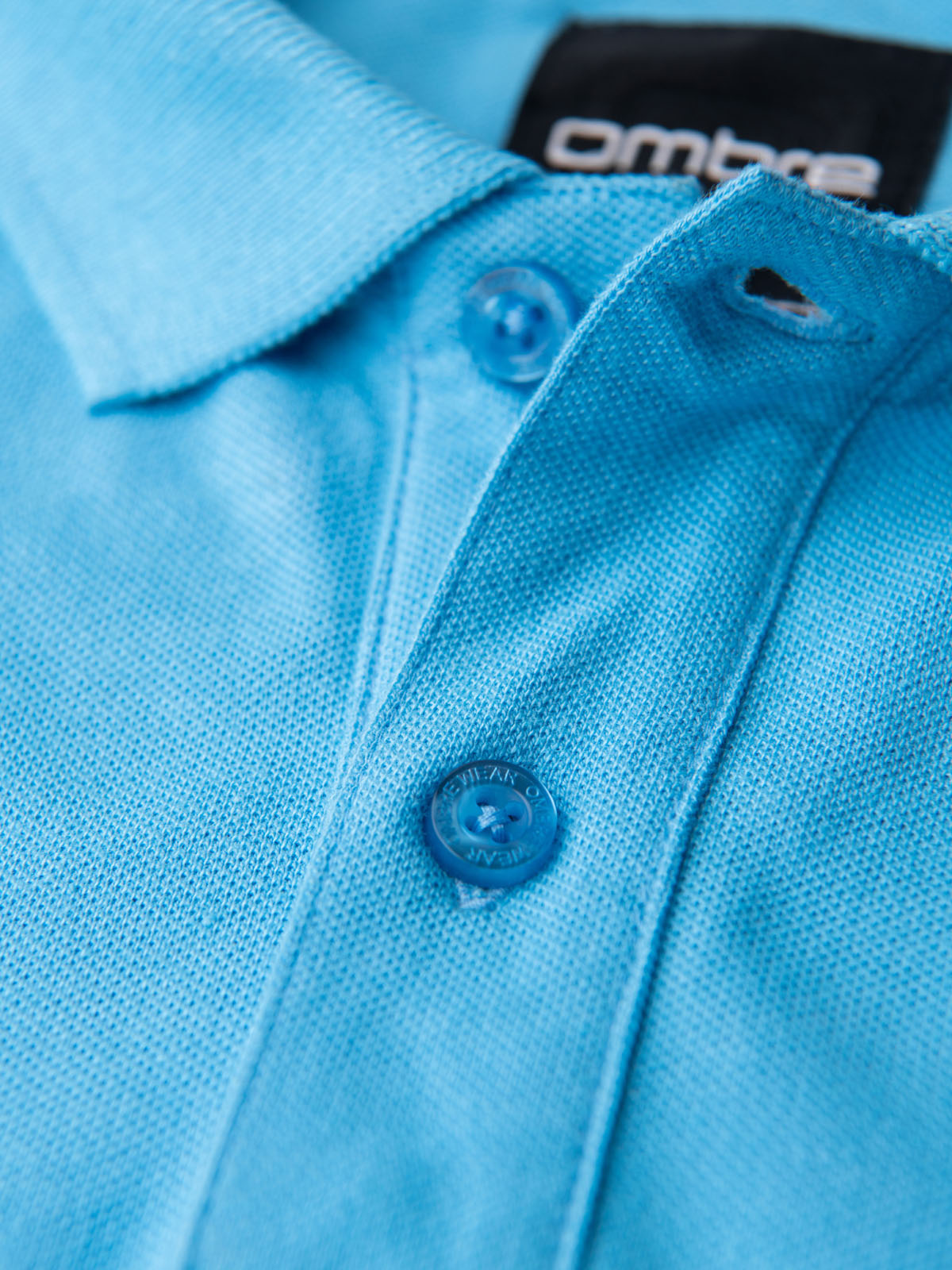 Ombre Cotton pique knit polo shirt - light blue