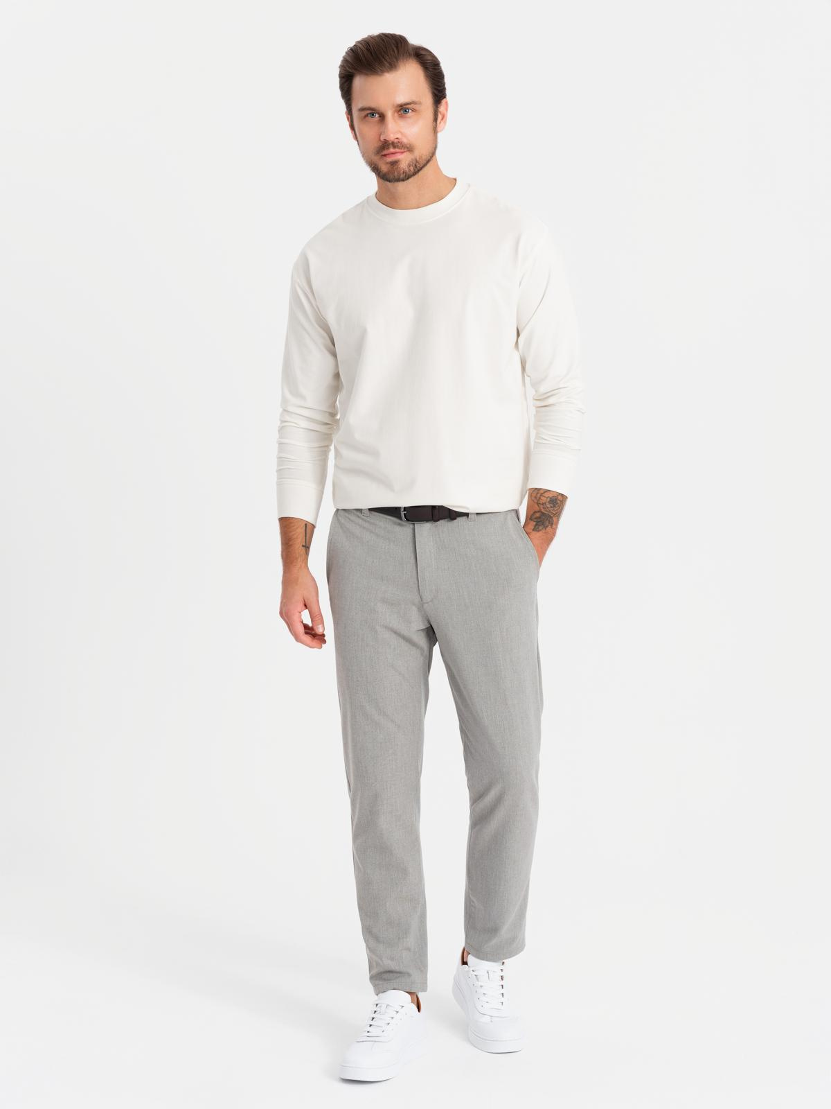 Ombre Men's cotton LOOSE FIT longsleeve with round neckline - cream