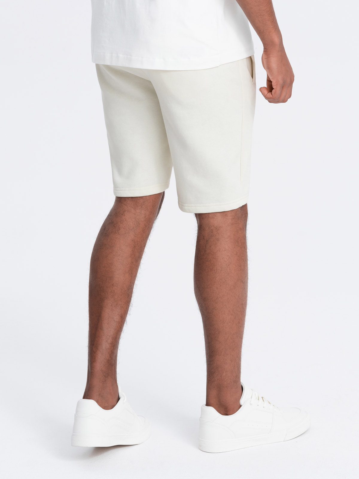 Ombre Men&#039;s pre-knee BASIC sweat shorts - cream