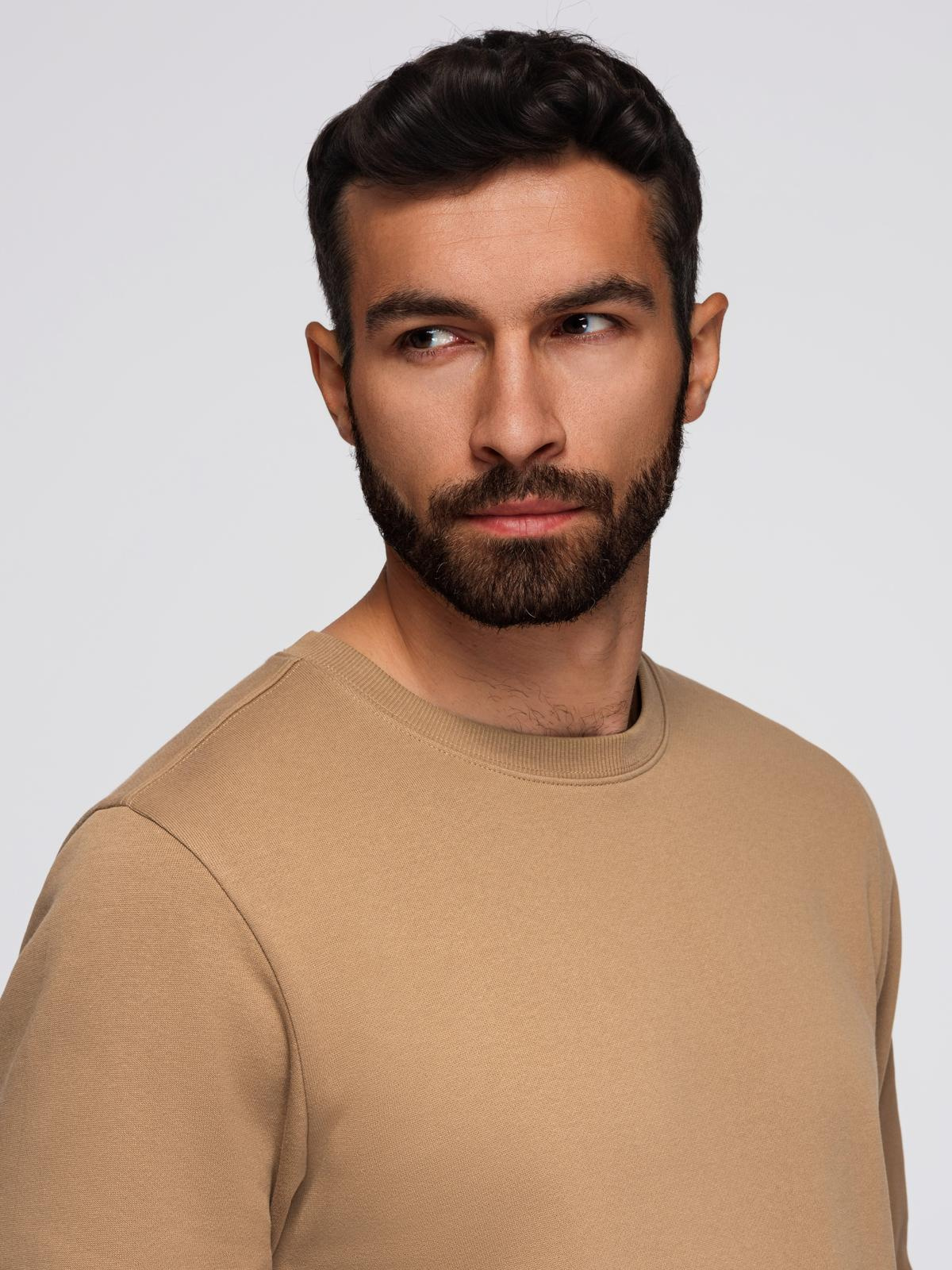 Ombre Men&#039;s BASIC sweatshirt with round neckline - brown