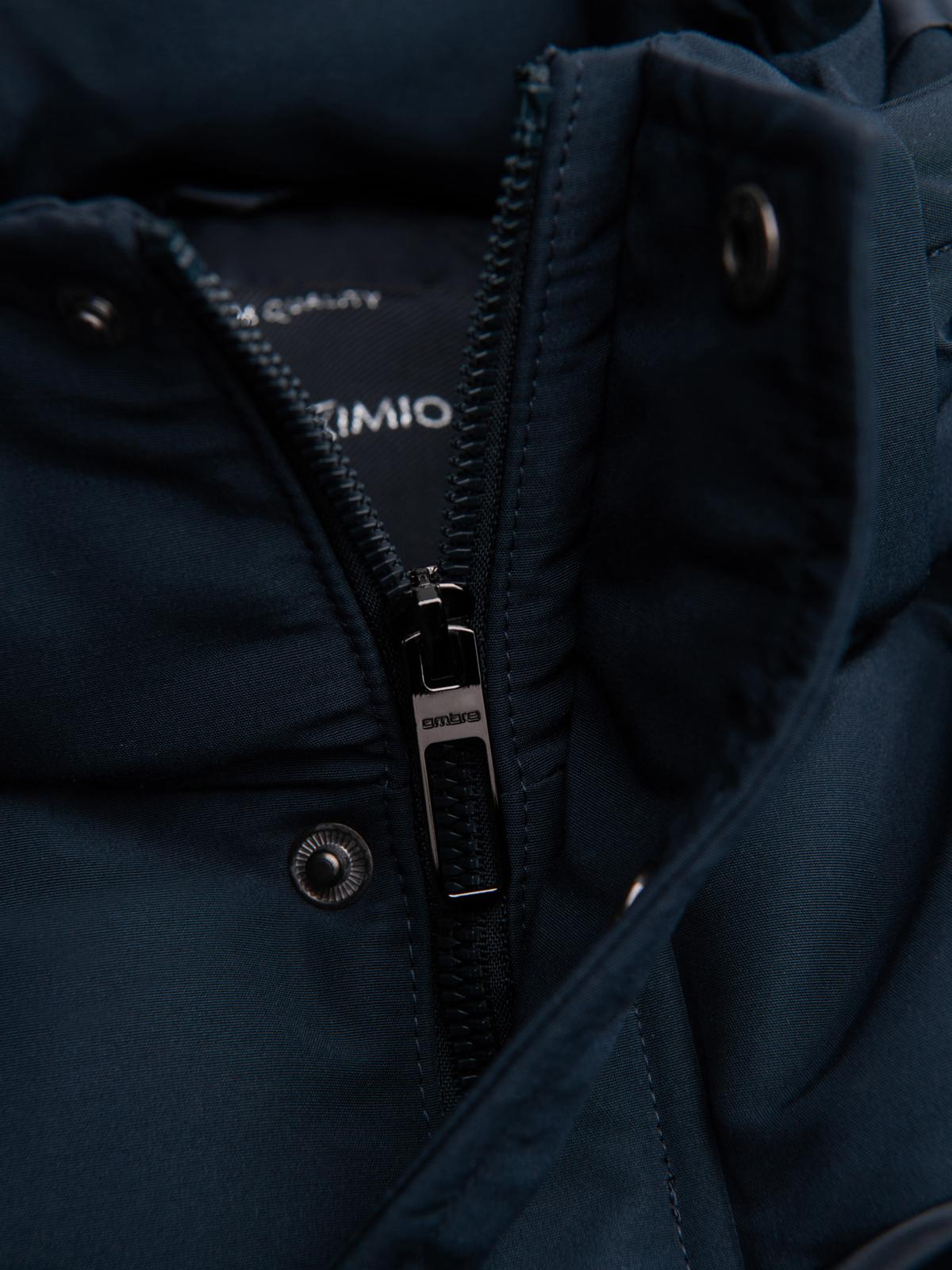 Ombre Men&#039;s hooded jacket with geometric diamond quilting - navy blue