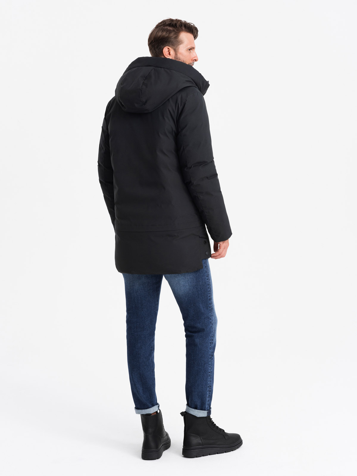 Ombre Men's long seasonal outdoor style jacket - black