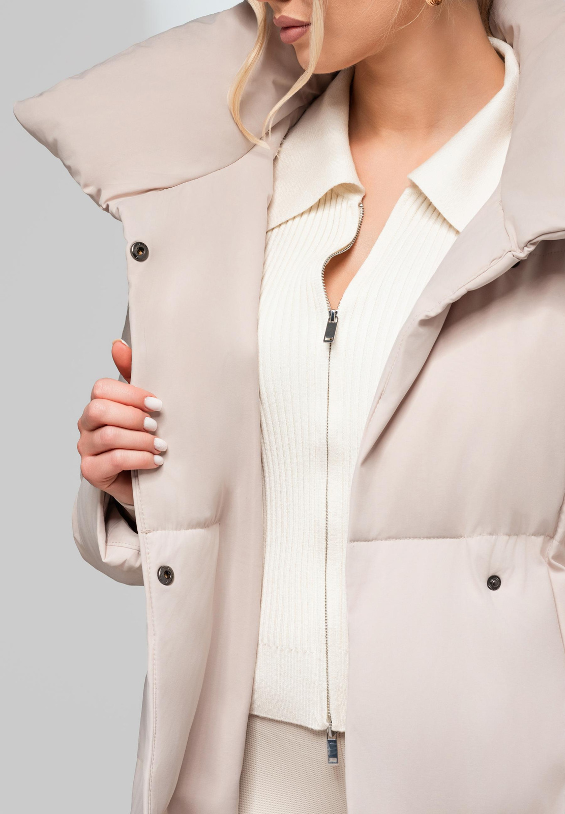 Edoti Women's quilted long jacket with belt OW-JALJ-0104 v2