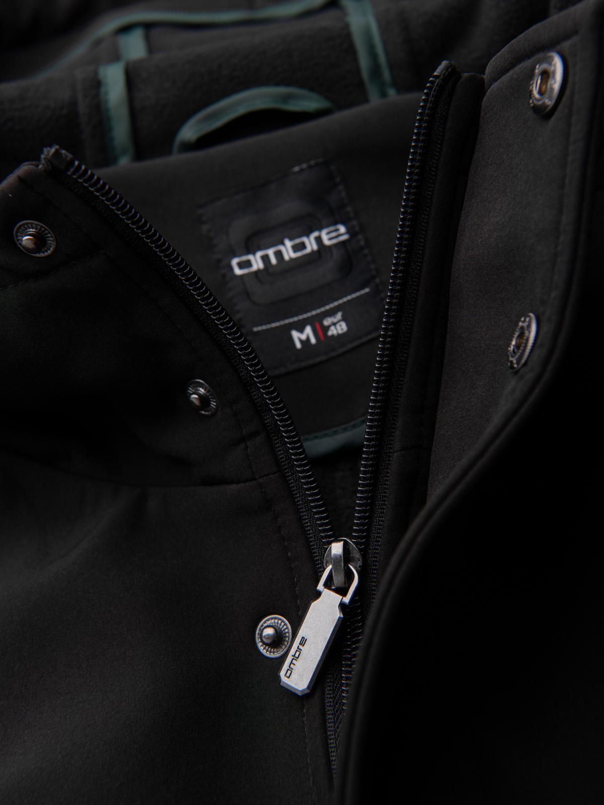 Ombre Men&#039;s parka coat with fleece lining and waist adjustment - black