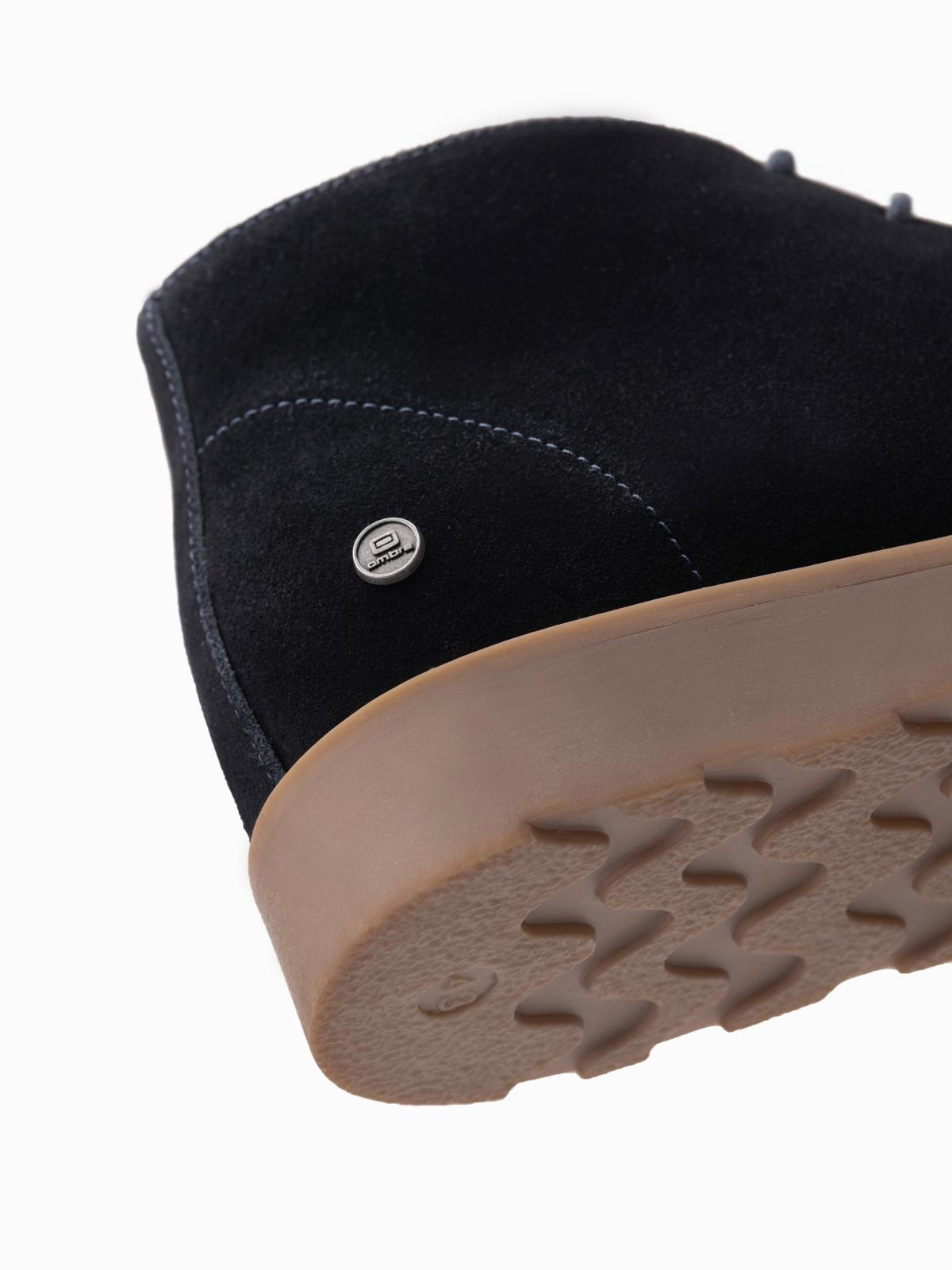 Ombre Men's suede ankle boots with thick sole - navy blue