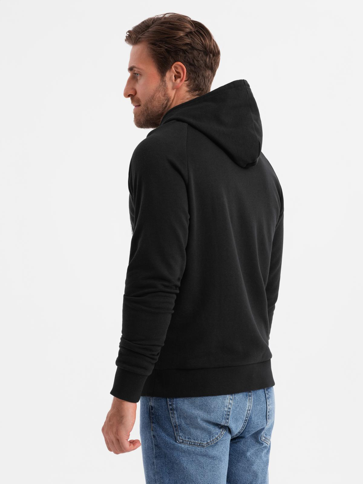 Ombre Men&#039;s unlined kangaroo sweatshirt with hood and print - black