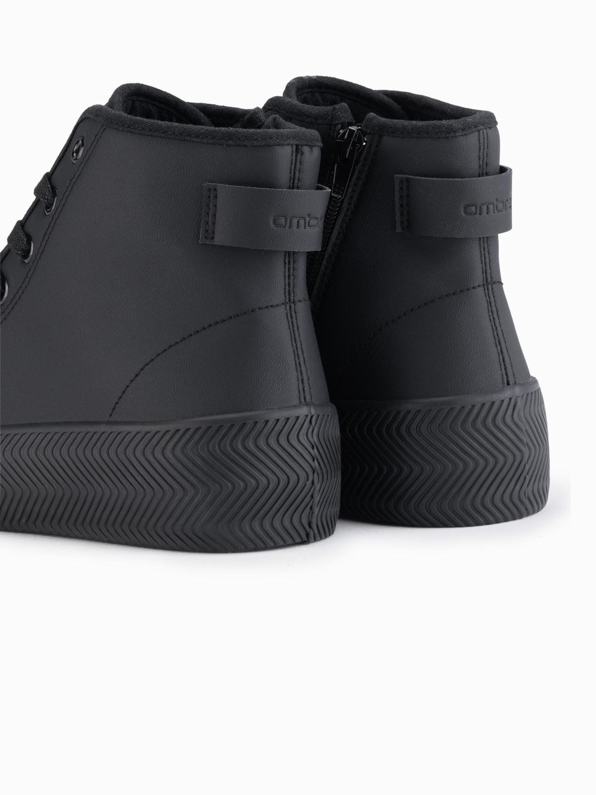 Ombre Men's high top sneakers with zipper for easy donning - black