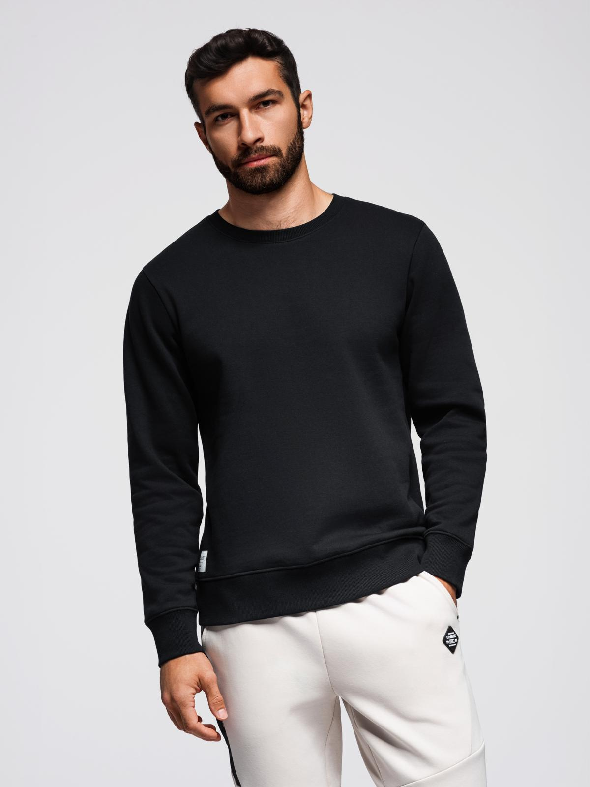Ombre BASIC men's sweatshirt with round neckline - black