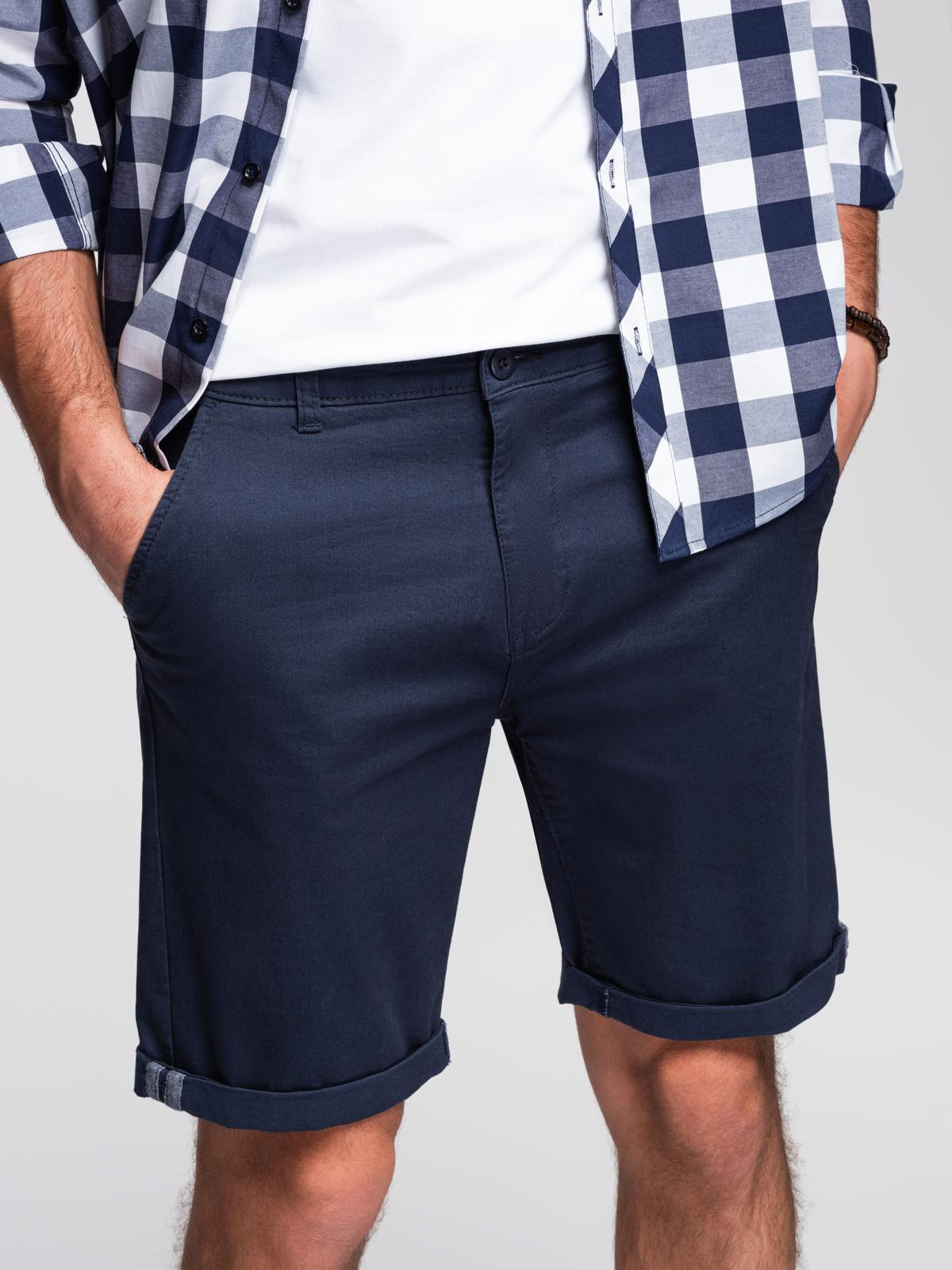 Ombre Men's classic chino shorts with rolled up leg - navy blue